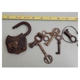 Padlock with key & skeleton keys