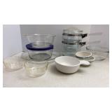 Pyrex double boiler and other bowls