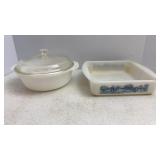 Fire King covered casserole & Glasbake baker