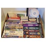 CDs, DVDs, VHS, cassettes