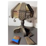 Wood & colored glass Lamp made in Mexico