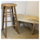 Bar Stool & Primitive Bench (25x12x17)