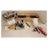 (2) Gravity Feed Paint Spray Guns Air Brush Kits