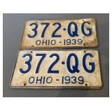 Antique 1939 Ohio License Plates