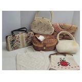 Woven purses & tea set