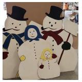 Vintage Wooden Snowman Family