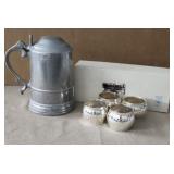 Pewter Stein & Silver Plate Napkin Rings