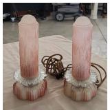 Art Deco Pink Torpedo Glass Lamps