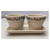 Longaberger Pottery Planters & Tray