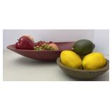 Wooden Dough Bowls of Plastic Fruit