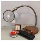 Adjustable Magnifying Glass, Travel Clock