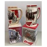 2015 & 2017 Budweiser Holiday Steins (NIB)