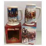 2005 & 2008 Budweiser Holiday Steins (NIB)