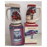 2009 & 2010 Budweiser Holiday Steins (NIB)