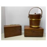 Antique Walnut Milk Glass Lined Humidor