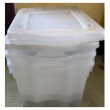 (3) Rubbermaid Clear Totes with wheels