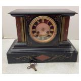 Antique Black Stone Base Mantle Clock