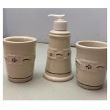 Longaberger Pottery Soap Dispenser & Toothbrush