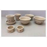 Longaberger Pottery Custard, Napkin Rings, Votive