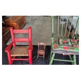 2 Vintage & 1 Doll Children's Rocking Chairs