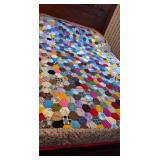 Handmade 'Grandmother's Garden Patchwork Quilt