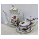 Vtg Hand Painted Tea & Coffee Pots