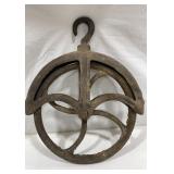 Antique Cast Metal 9in Pulley