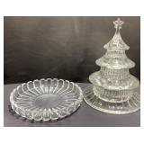 10in Gorham Crystal Tiered Christmas Tree Candy