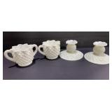 Fenton Hobnail Milkglass candle holders