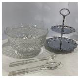 Glass Salad Serving Fork, Spoon & Bowl