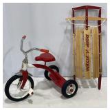 Doll Size Tricycle & Radio Flyer Sled