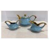 Gold Trim Tea Pot, Creamer & Sugar