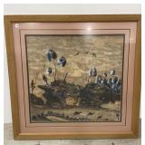 Framed Burnt Wood Artwork 28.75x27.75