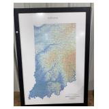Framed USGS Elevation Map of Indiana 32x45