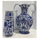 Large Asian Blue & White Chinoiserie & Vase: