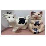 Dairy Cow & Pig Cookie Jars