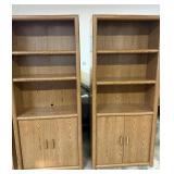 Matching pair of bookcases, particle board