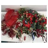 Christmas silk flowers, ribbons, bows