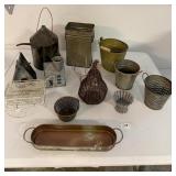 Metal decorative baskets, flower frog, metal pear