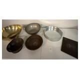 XL decorative bowls, rusty sifters, bread drawer