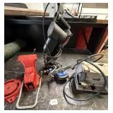 Vise, bench grinder, chain sharpener, not tested