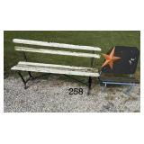 School seat frame, wooden bench