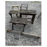 Outdoor wooden tables