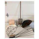 Springs, rug beaters, toy stove, popcorn popper,