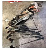 Gold clubs and bag