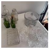 Pressed glass centerpiece, cheese preserver