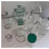Glass canisters, candy dishes