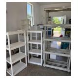 3 plastic shelf units