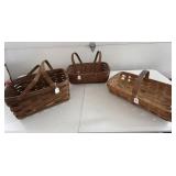 3 assorted baskets-old, see pics for broken areas