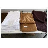 Curtains, table runners, brown and white